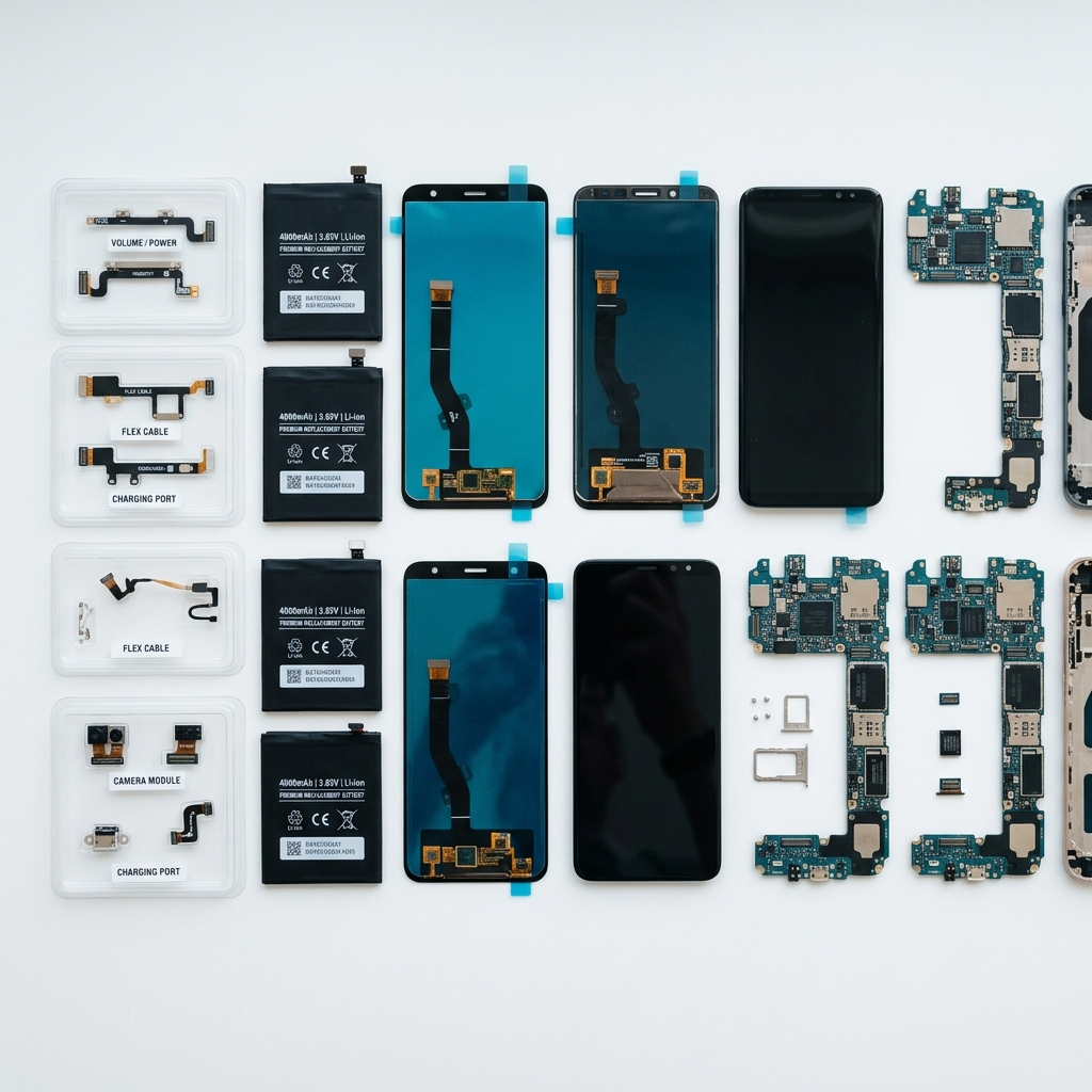 Display suku cadang smartphone berkualitas tinggi seperti baterai dan LCD screen
